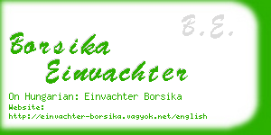 borsika einvachter business card